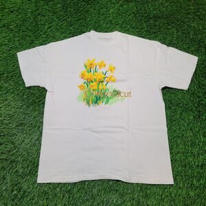 VTG 90s Puff Print Connecticut Daffodil Flower T-Shirt Mens Medium Floral Tee